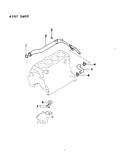 1984 Dodge Ram 50 Water Hose & Pipe Diagram 1