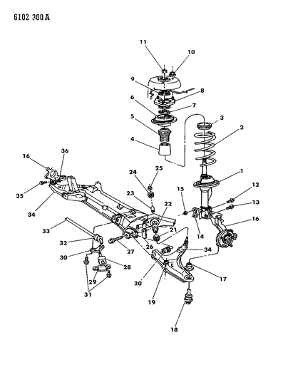 1986 Dodge Caravan Suspension - Front Diagram