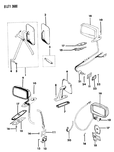 1985 Jeep J20 Mirror - Exterior Diagram