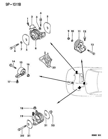 1996 Dodge Avenger Bracket Diagram for MB910663