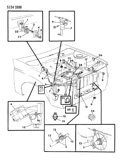 1985 Chrysler LeBaron Base Plumbing - A/C & Heater Diagram