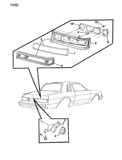 1985 Chrysler Fifth Avenue Lamps & Wiring - Rear Diagram