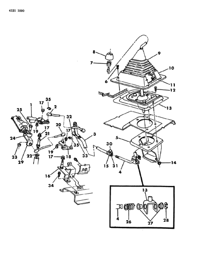 1984 Dodge Aries Controls, Gearshift, Bench Seat Diagram