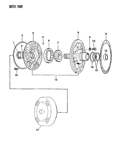 1990 Dodge Ram 50 Oil Pump & Torque Converter Diagram