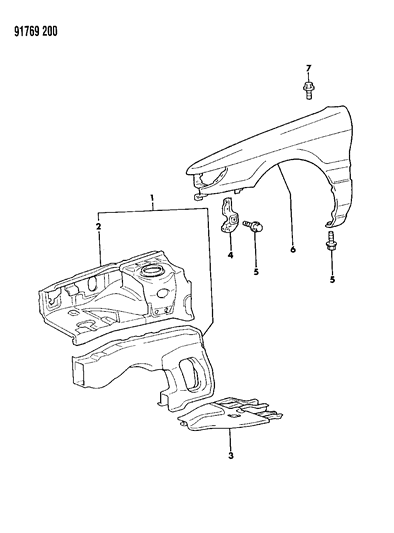 1991 Dodge Colt Fender Diagram