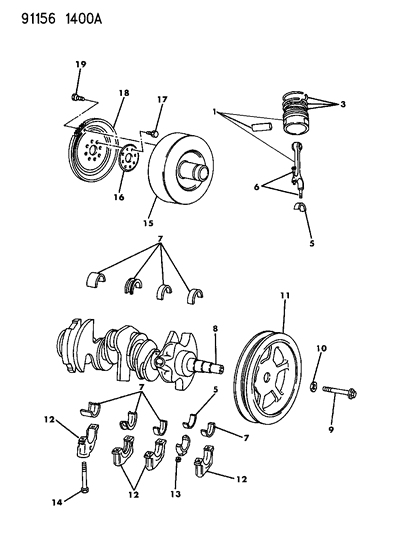 1991 Dodge Dynasty Ring Set Single Piston Std Diagram for 5241051