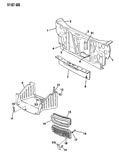 1991 Chrysler TC Maserati Grille & Related Parts Diagram