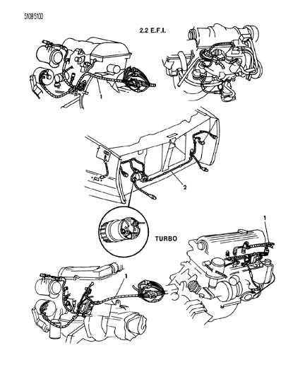 1985 Dodge Daytona Wiring - Engine - Front End & Related Parts Diagram 2