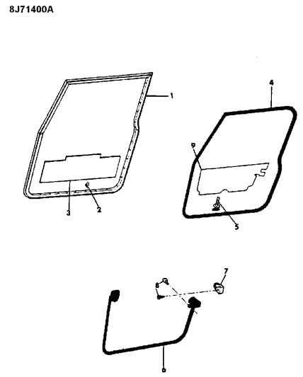 1990 Jeep Wrangler Weatherstrips - Door Diagram