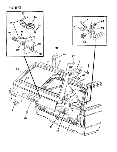 1988 Chrysler LeBaron Base Liftgate Panel Diagram