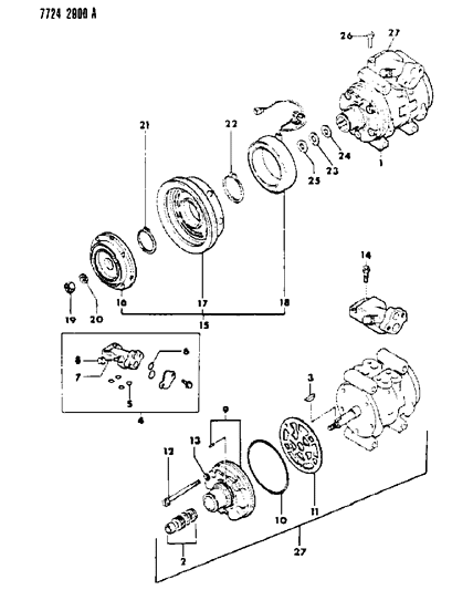 1988 Dodge Colt Compressor, Air Conditioner Diagram