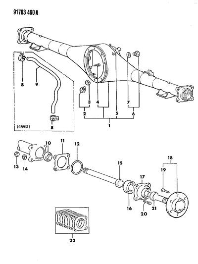 1991 Dodge Ram 50 Axle, Rear Housing And Shaft Diagram