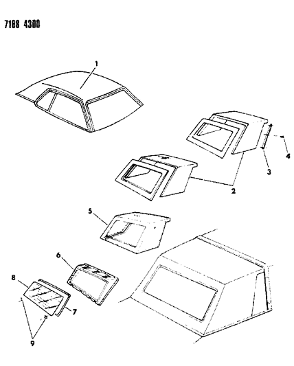1987 Chrysler Fifth Avenue Cover, Roof - Exterior View Diagram