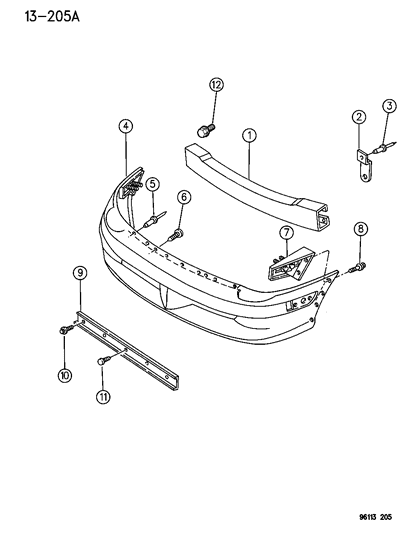 1996 Dodge Neon Front Bumper Cover Diagram for PD14SH1