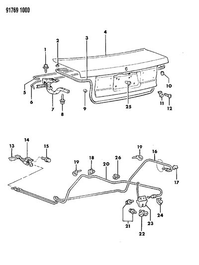 1991 Dodge Colt Deck Lid Panel Diagram