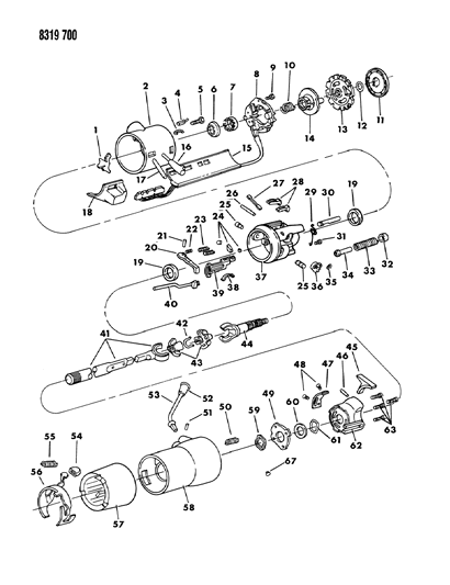 1988 Dodge D350 Column, Steering Upper With Tilt Diagram