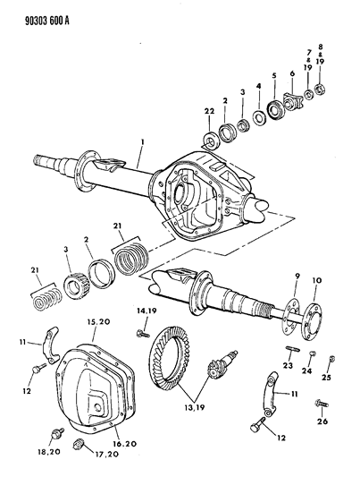 1991 Dodge D350 Axle, Rear Diagram 3