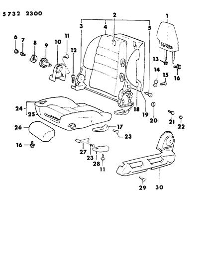 1985 Dodge Conquest Front Seat - High Back Bucket Diagram 1