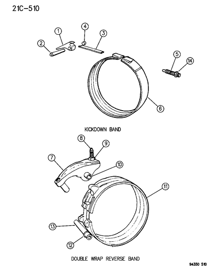 1995 Dodge Dakota Bands , Reverse & Kickdown With Linkage Diagram 1