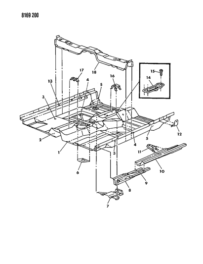 1988 Dodge Omni Floor Pan Front Diagram