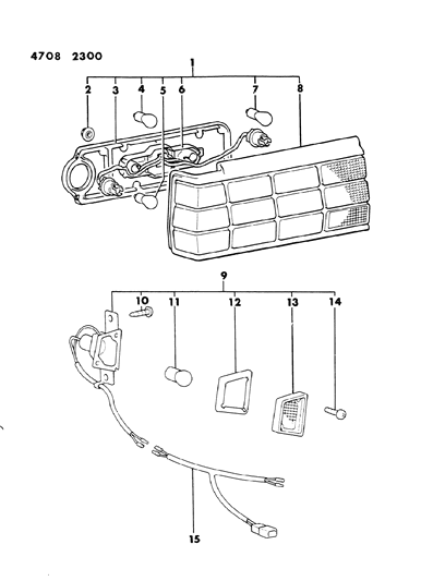 1984 Dodge Conquest Lamps - Rear Diagram