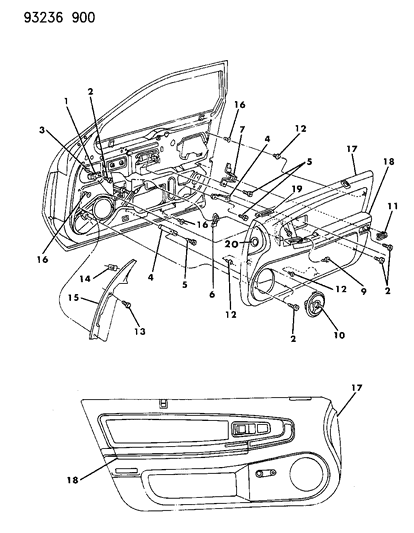 1993 Dodge Daytona Panel - Door Trim Diagram