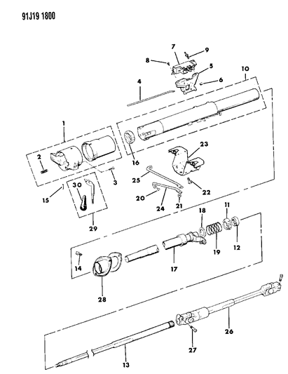 1992 Jeep Comanche Housing - Steering Column Lower Diagram 1