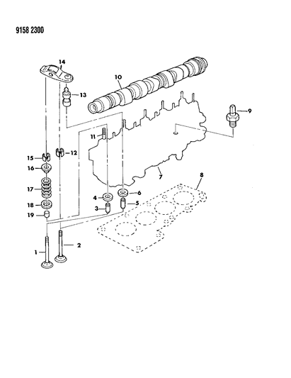 1989 Dodge Dynasty Camshaft & Valves Diagram 1