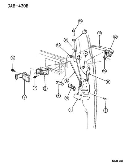 1996 Dodge Ram Van Door, Dual Cargo Right Lock & Controls Diagram