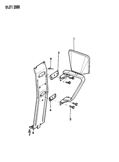 1992 Jeep Comanche Mirror - Exterior Diagram 1