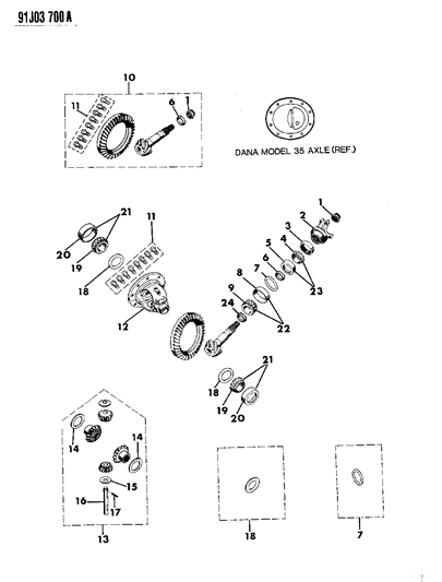 1992 Jeep Comanche Differential - Non-Locking Diagram