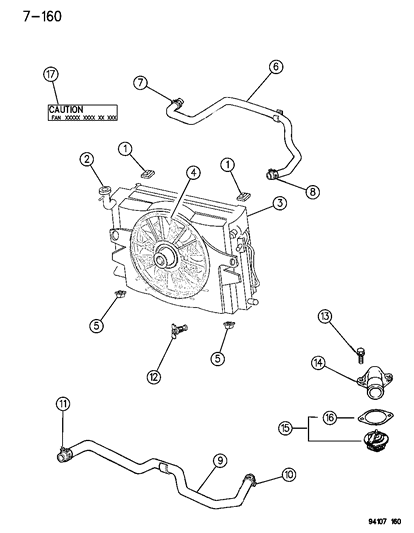 1995 Dodge Grand Caravan Radiator & Related Parts Diagram 2