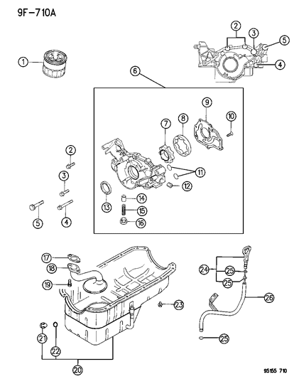 1995 Chrysler Cirrus Cover-Oil Pump Diagram for MD308627