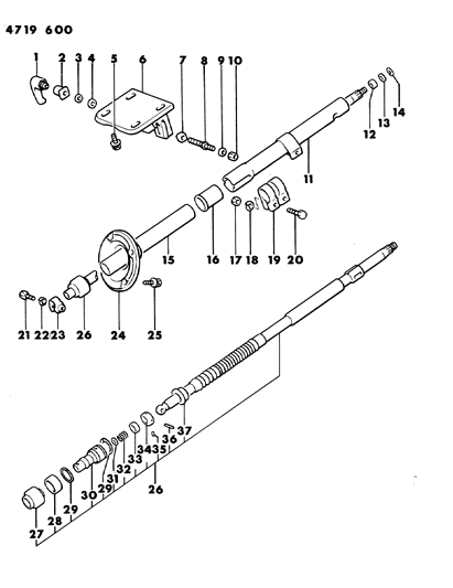 1984 Chrysler Conquest Column, Steering Diagram
