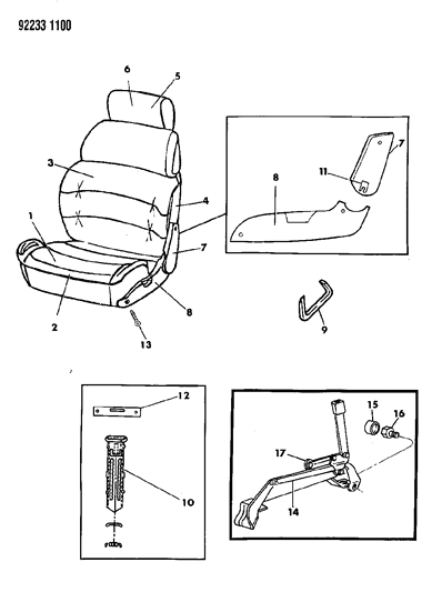1992 Chrysler LeBaron GTC Front Seat Diagram 1