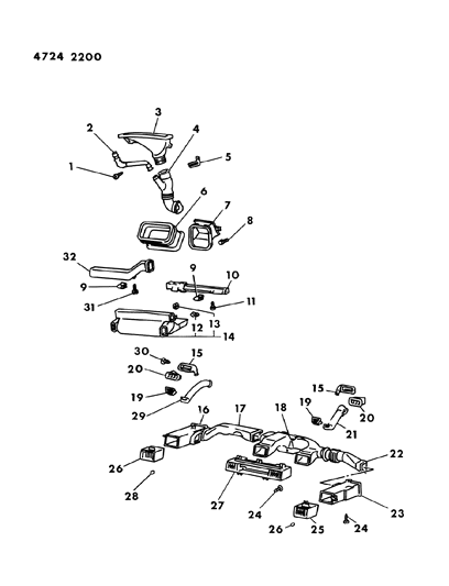 1984 Chrysler Conquest Air Outlets & Ducts Diagram