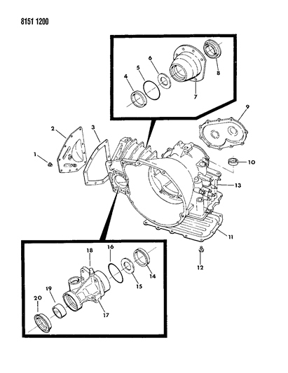 1988 Dodge Grand Caravan Case, Extension And Retainer Diagram