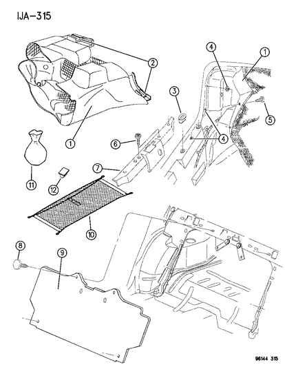 1996 Dodge Stratus Luggage Compartment Dress Up Diagram