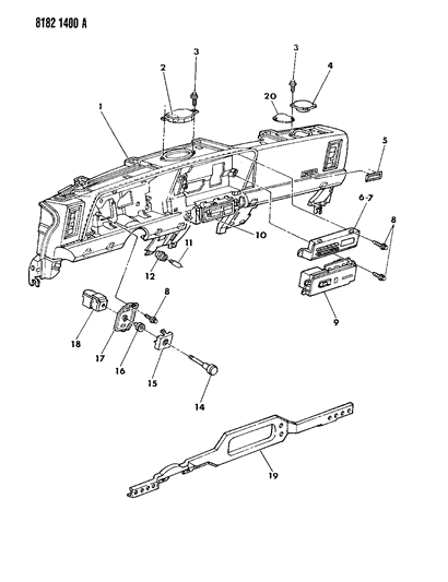 1988 Chrysler LeBaron Instrument Panel Speakers & Switches Diagram