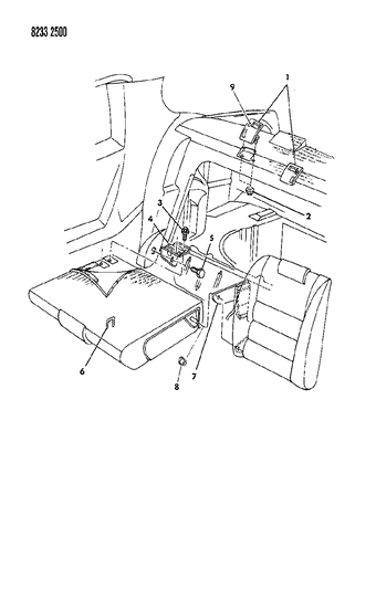 1988 Chrysler LeBaron Rear Fold Down Seat Diagram