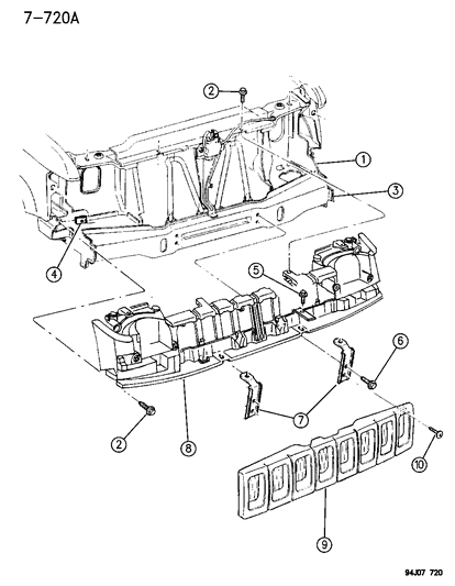 1994 Jeep Grand Cherokee Grille & Related Parts Diagram
