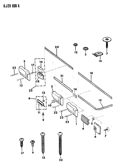 1989 Jeep Grand Wagoneer Armrest Diagram for 5AA26JH9