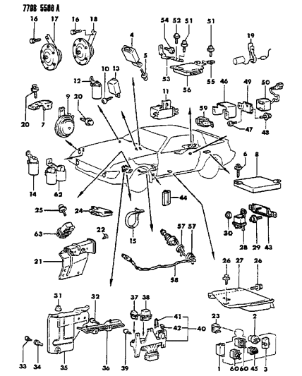 1987 Chrysler Conquest Horn - Relay - Flasher - Timer Diagram