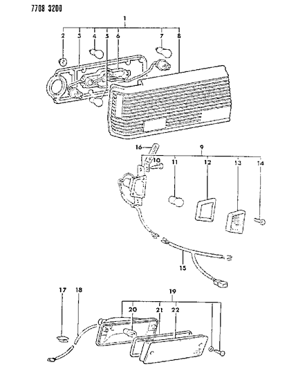 1988 Chrysler Conquest Lamps - Rear Exterior Diagram