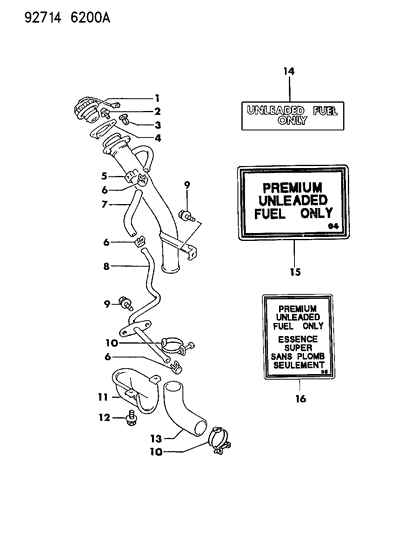 1992 Dodge Stealth Fuel Tank Filler Tube Diagram