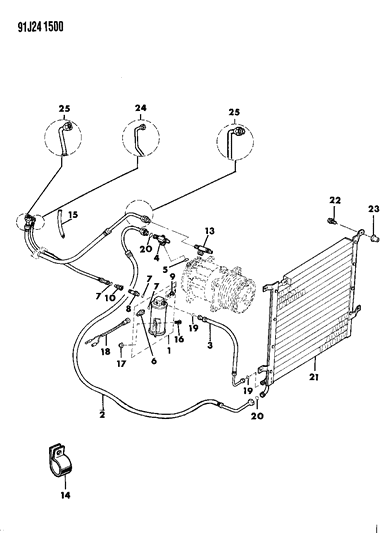 1993 Jeep Wrangler Receiver/Drier & Hoses Diagram