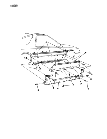 1985 Chrysler Laser Ground Effects Package - Exterior View Diagram 1