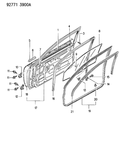 1994 Dodge Colt Front Door Lower Hinge Diagram for MB574273