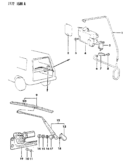 1988 Dodge Raider Rear Wiper & Washer Diagram