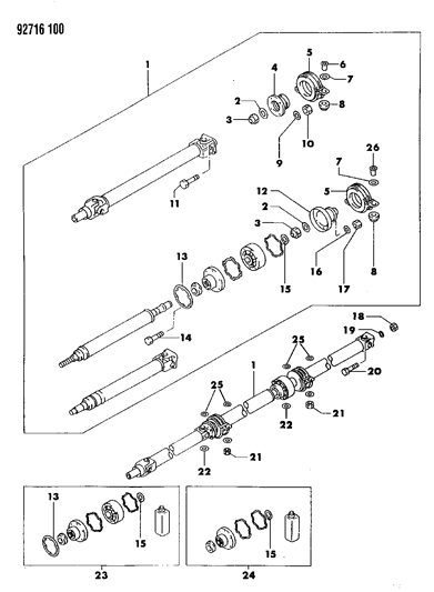 1994 Dodge Stealth Propeller Shaft & Universal Joint Diagram